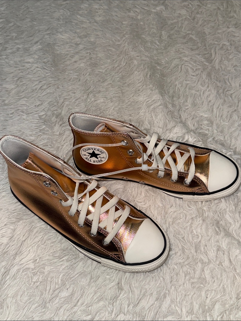 Converse Kids Metallic Rose Gold High Top Sneakers 4.5